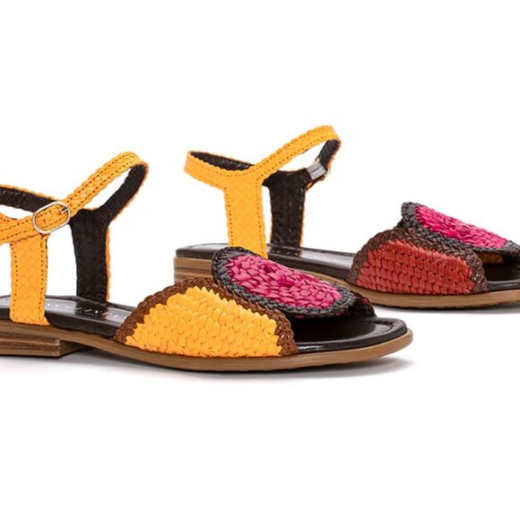NEW PONS QUINTANA Made In Spain Leather Hand Braided Tina Sandals 125tn - Picture 1 of 5